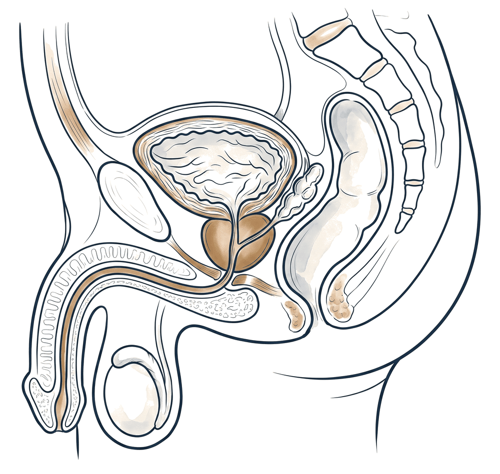 Normal prostat anatomisi — üretra serbestçe geçer